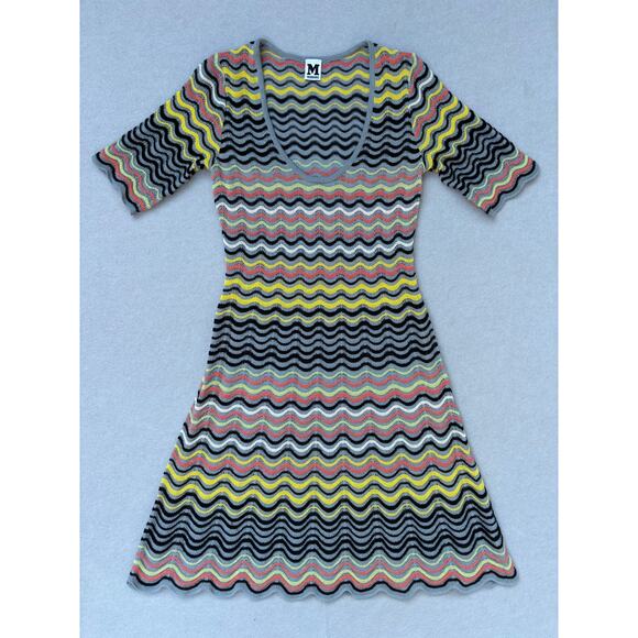 M‎ Missoni Multicolor Wave Patterned Knit Midi dress Approx size IT 38 Small